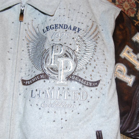 Pelle Pelle Legendary Limited Edition Gray Wool & Brown Leather Jacket men's 2XL - Picture 6 of 16